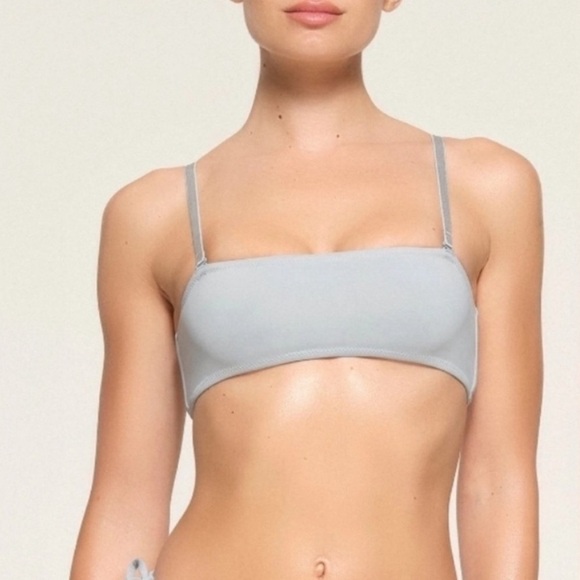 New Skims Micro Bandeau Bikini Top Swim Faded Denim Blue Sz S - Picture 4 of 9
